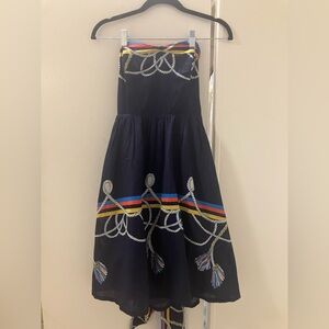 Anthropologie Wakana Koike Roped In Nautical Strapless Cotton Dress Sz 2.